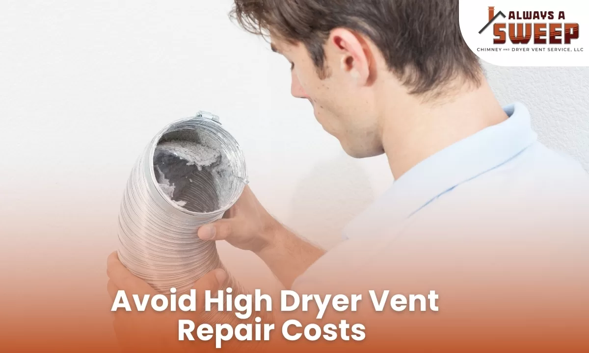 A homeowner inspecting a flexible silver foil dryer vent line packed full of thick lint buildup to illustrate how to avoid dryer vent repair in Denver, CO.