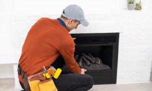 man cleaning the firewood place of house.