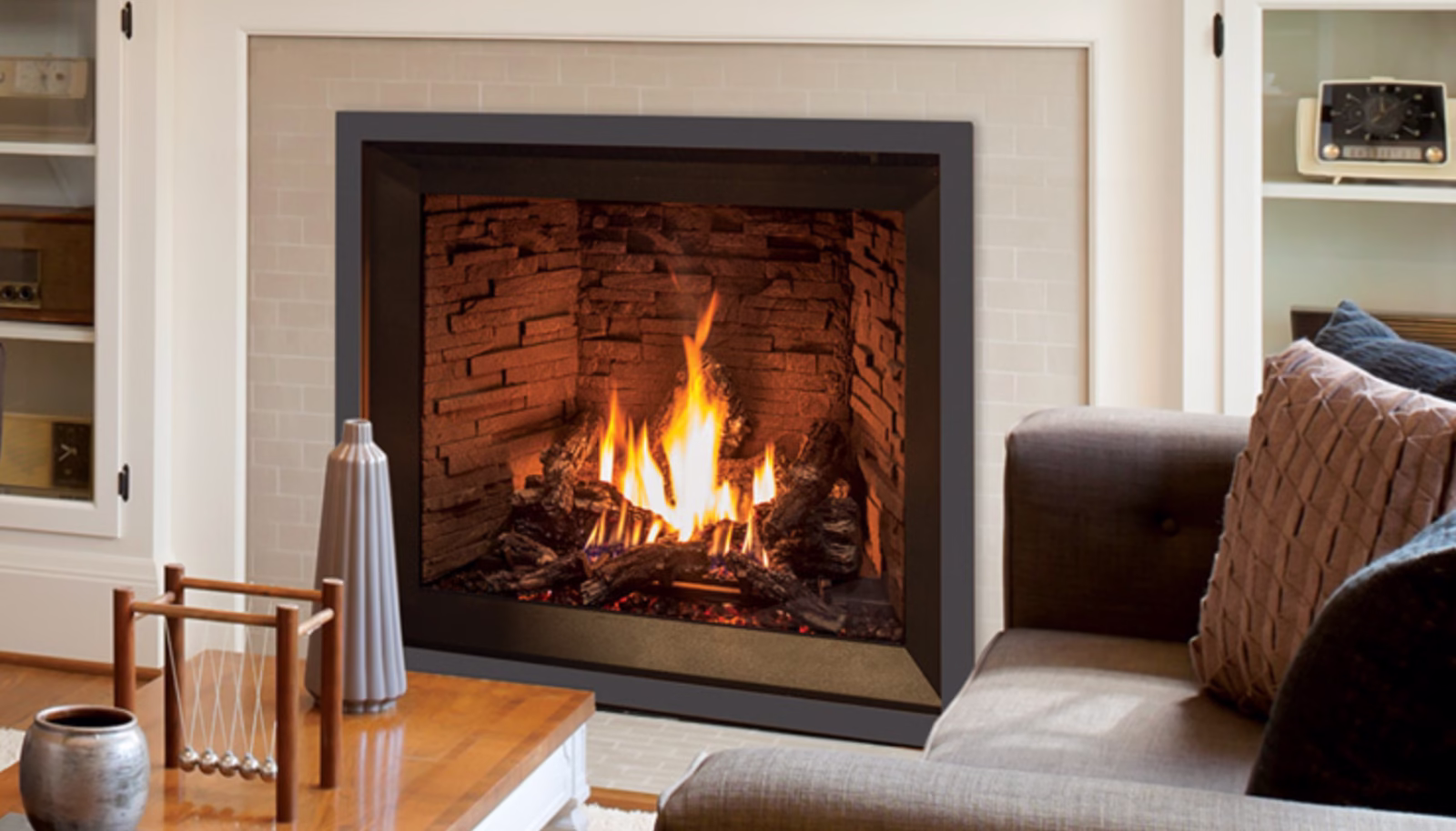 wood burning fireplace
