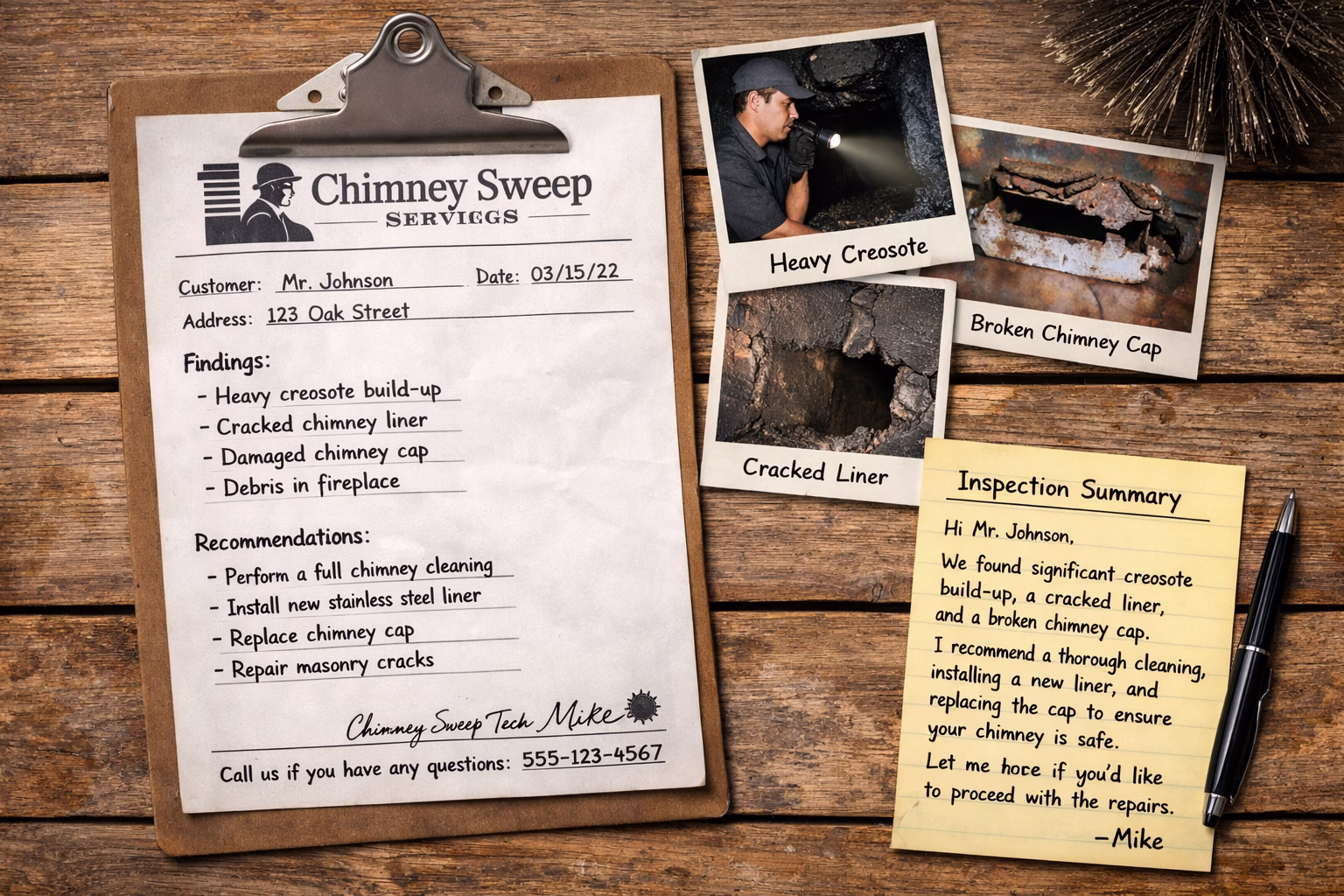 Chimney service, repair, summary