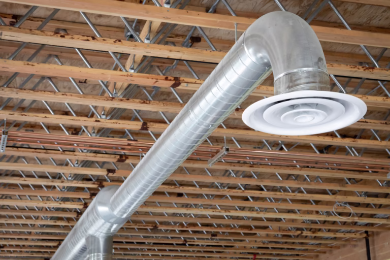 Exposed,Central,Heating,And,Cooling,Ducting,With,A,Curved,Vent,