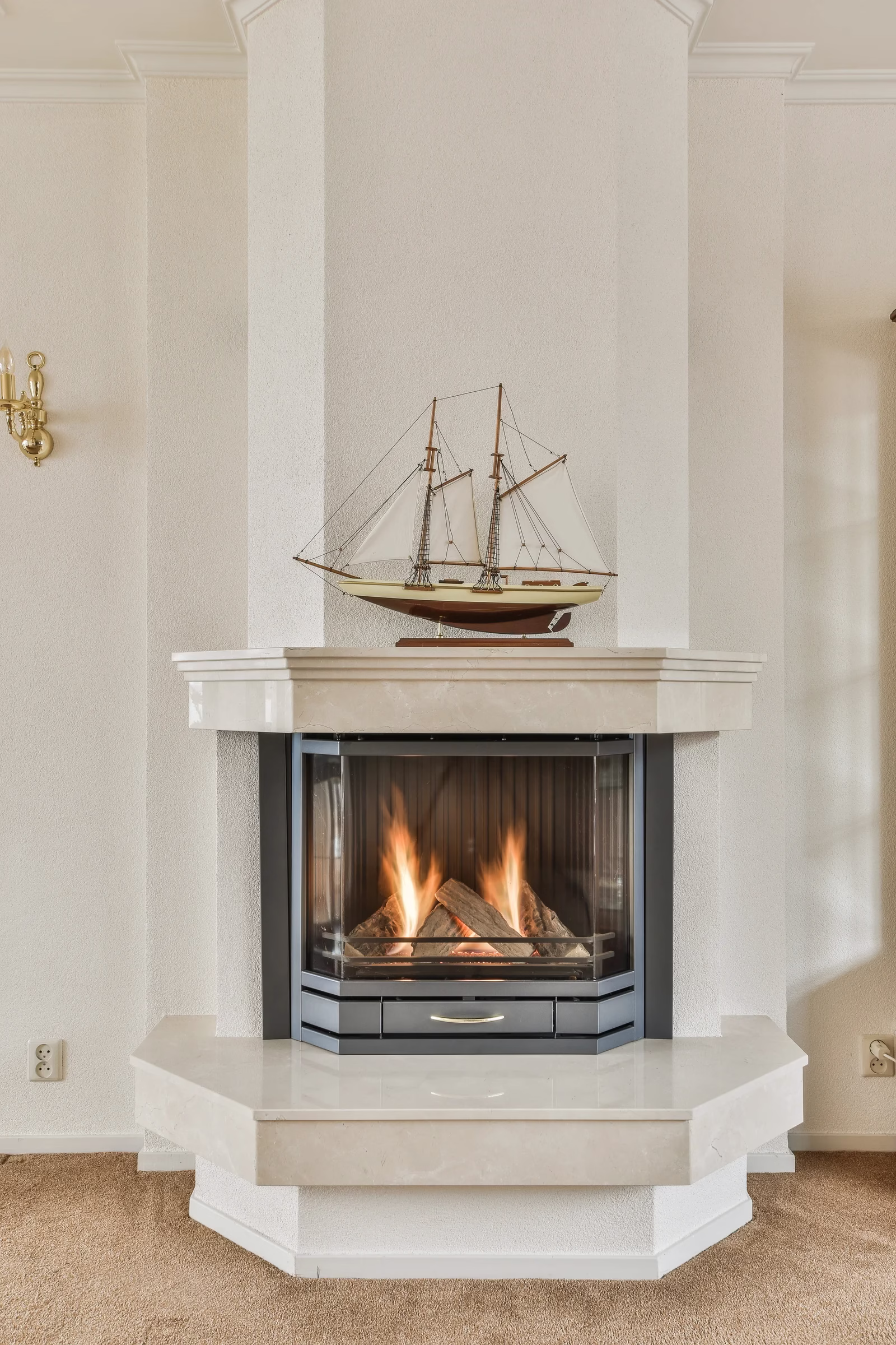 wood burning fireplace