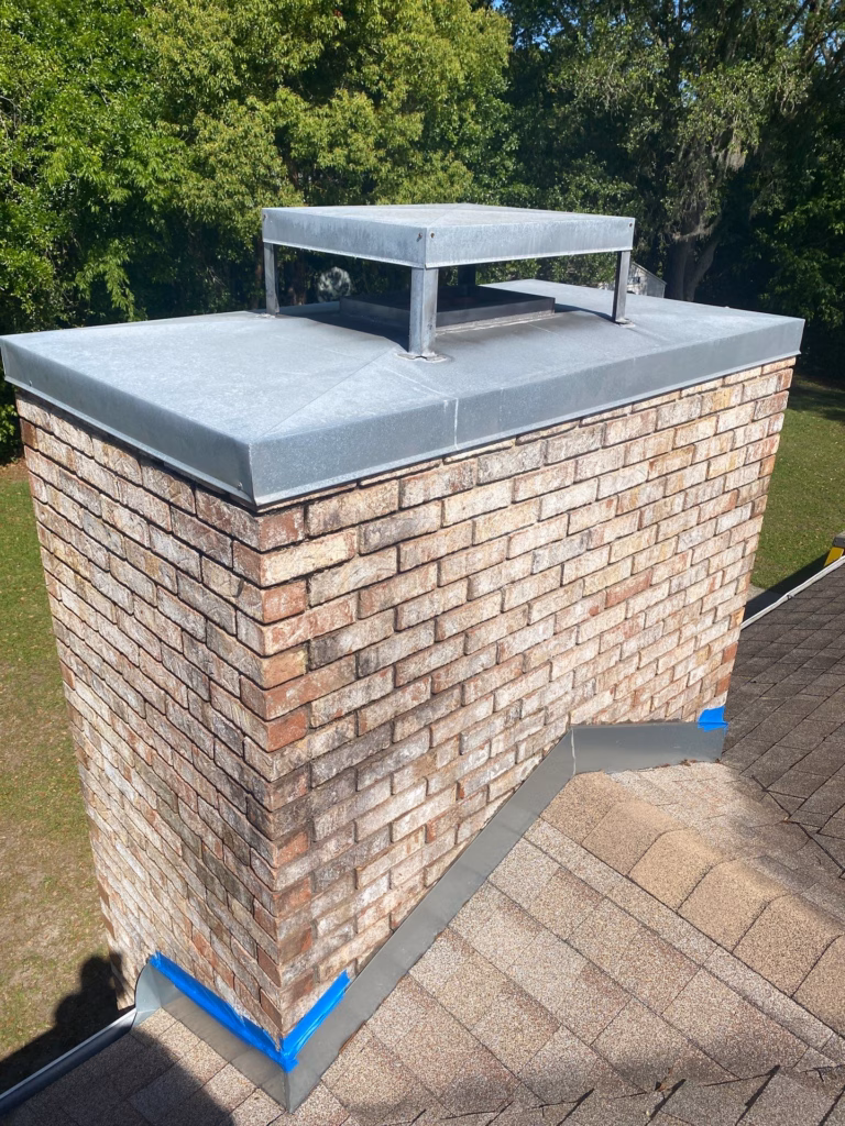 certified technician inspecting a chimney crown during chimney services newberry visit