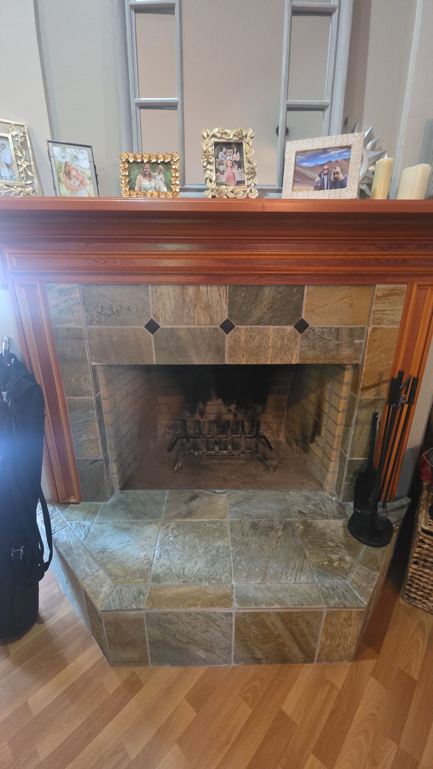 electric fireplace inserts installed inside a renovated Ocala living room firebox